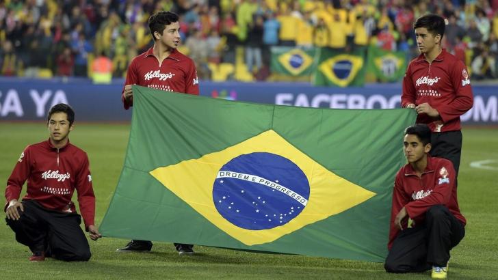 The Brazilian flag ahead of a game